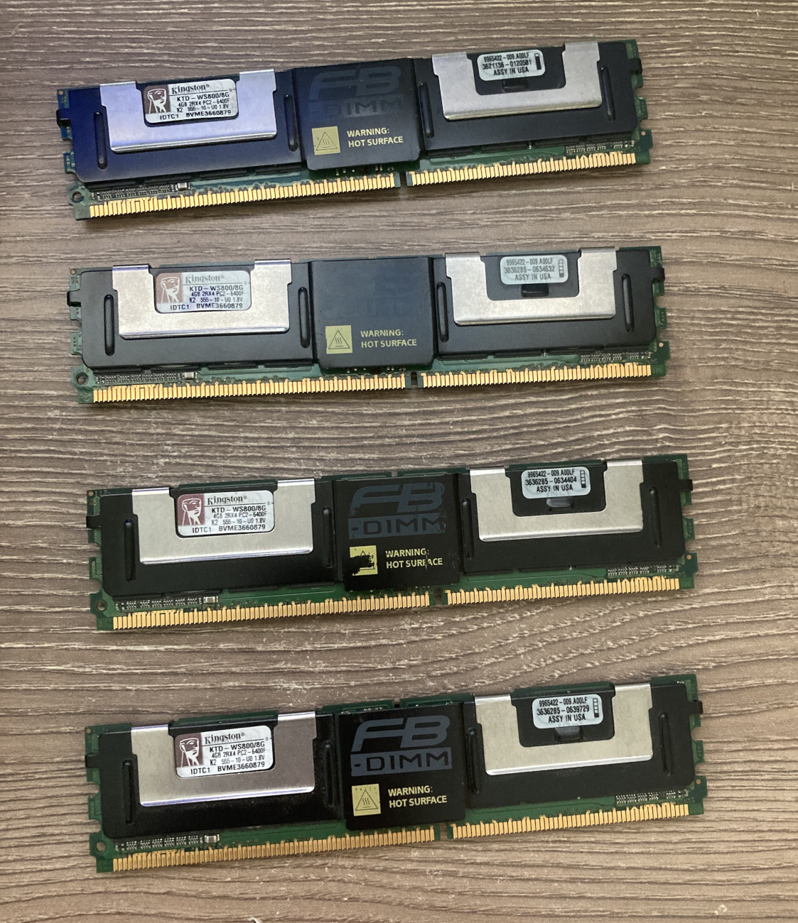 Picture of four modules of 4 GB RAM