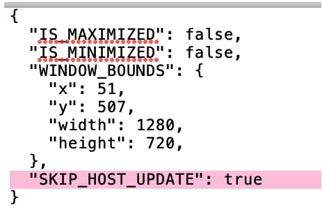 settings.json patch to disable auto-updater as explained before the image.