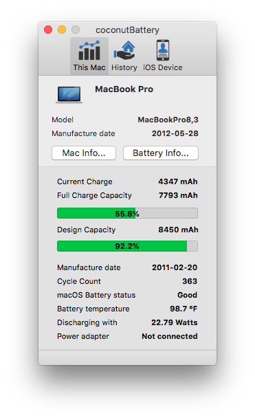 Picture of its battery health