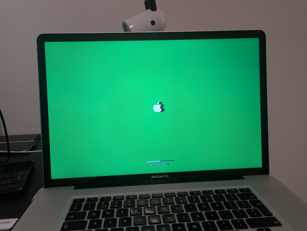 Pic of the display, showing the issue with the green tint